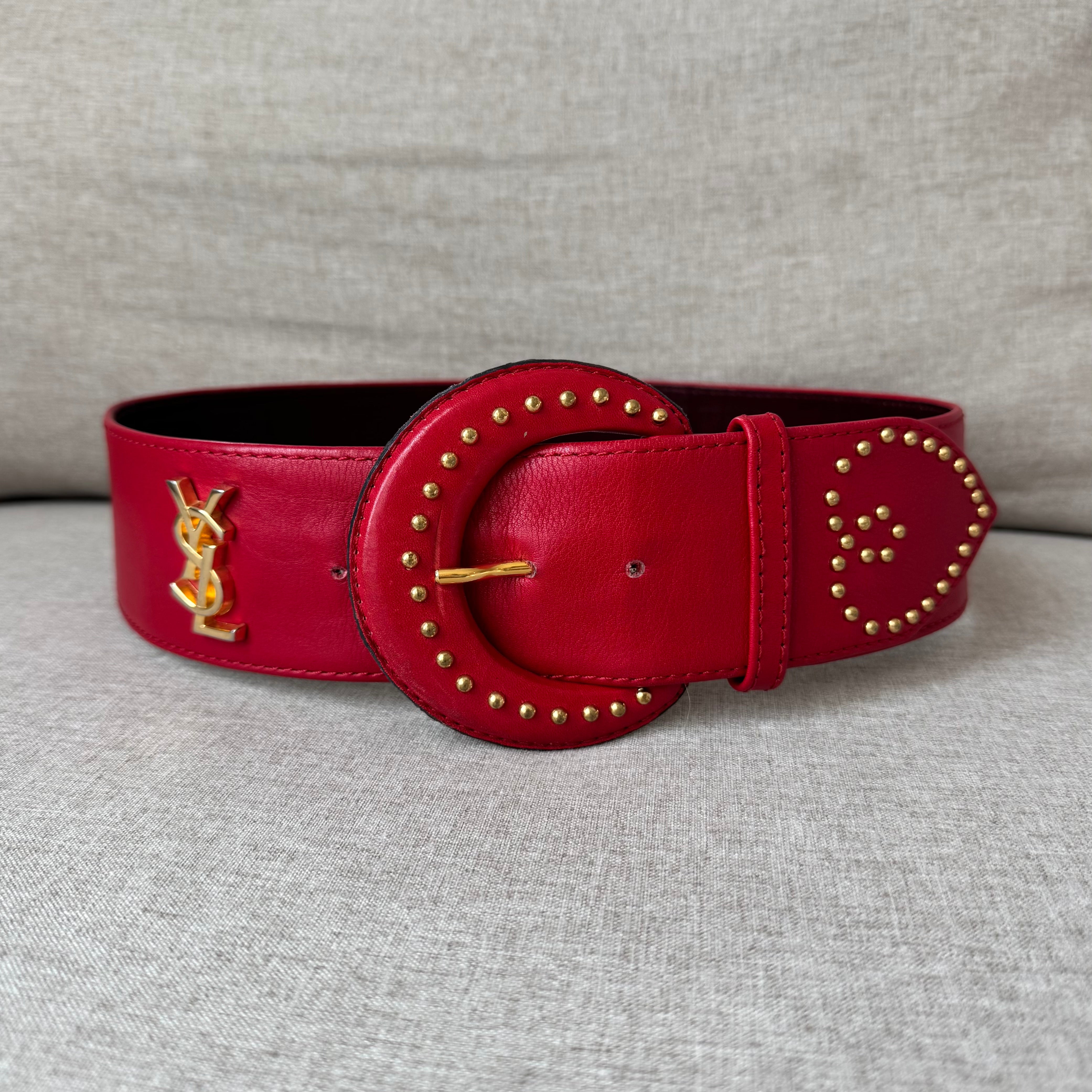 YSL Wide Leather Studded Belt – The Closet New York