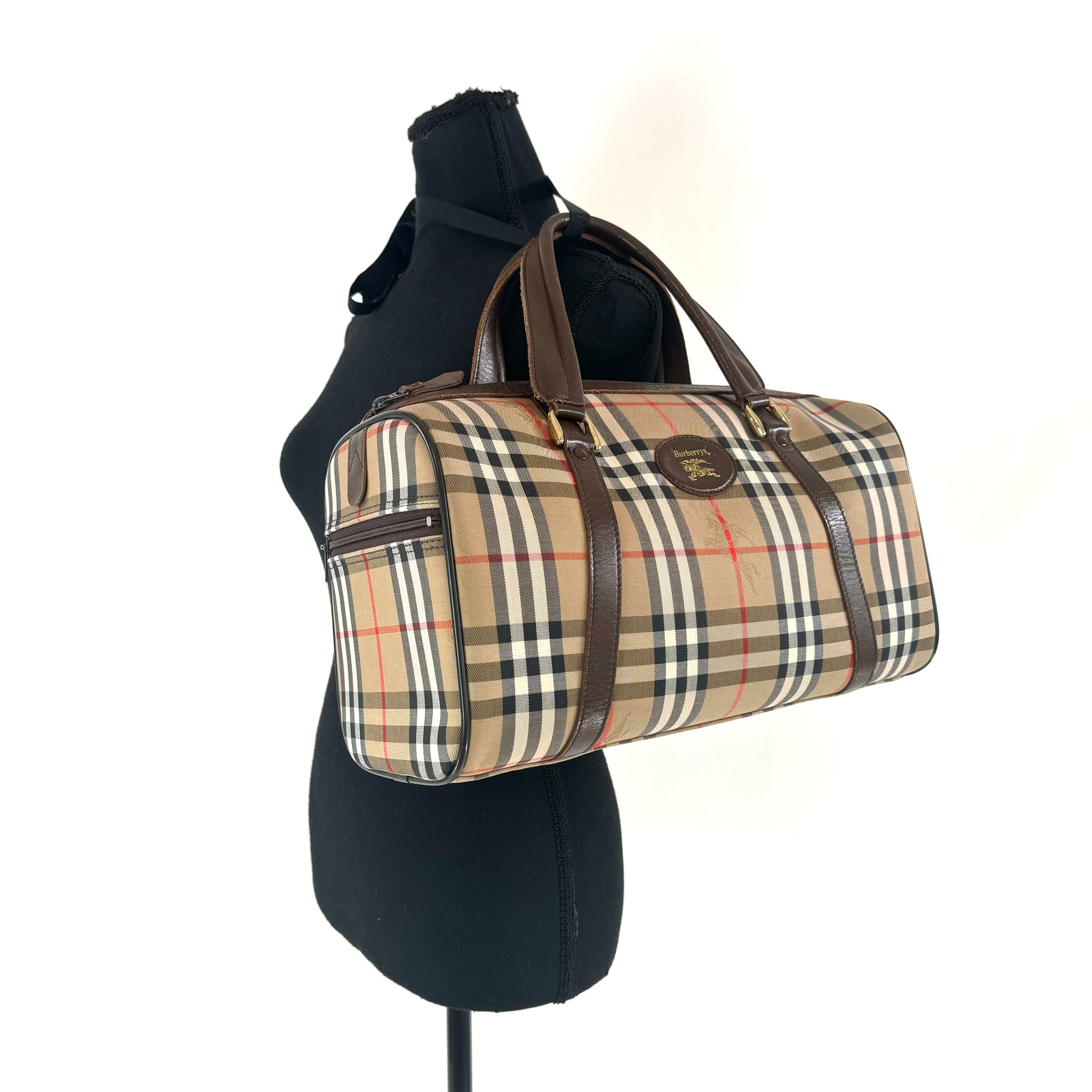 Burberry Beige Nova Check Boston Duffle Bag with Strap 42b324s For Sale at  1stDibs