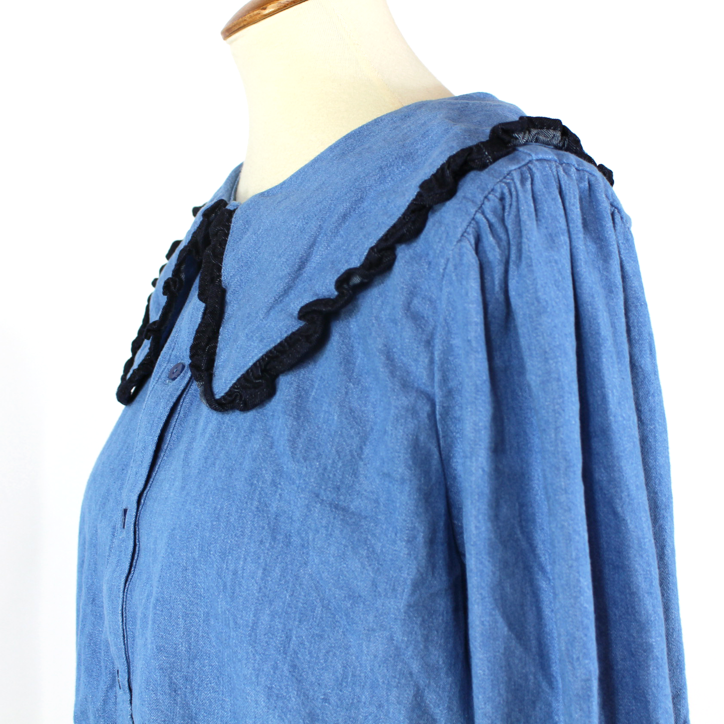 Rixo Misha Ruffle Denim Blouse