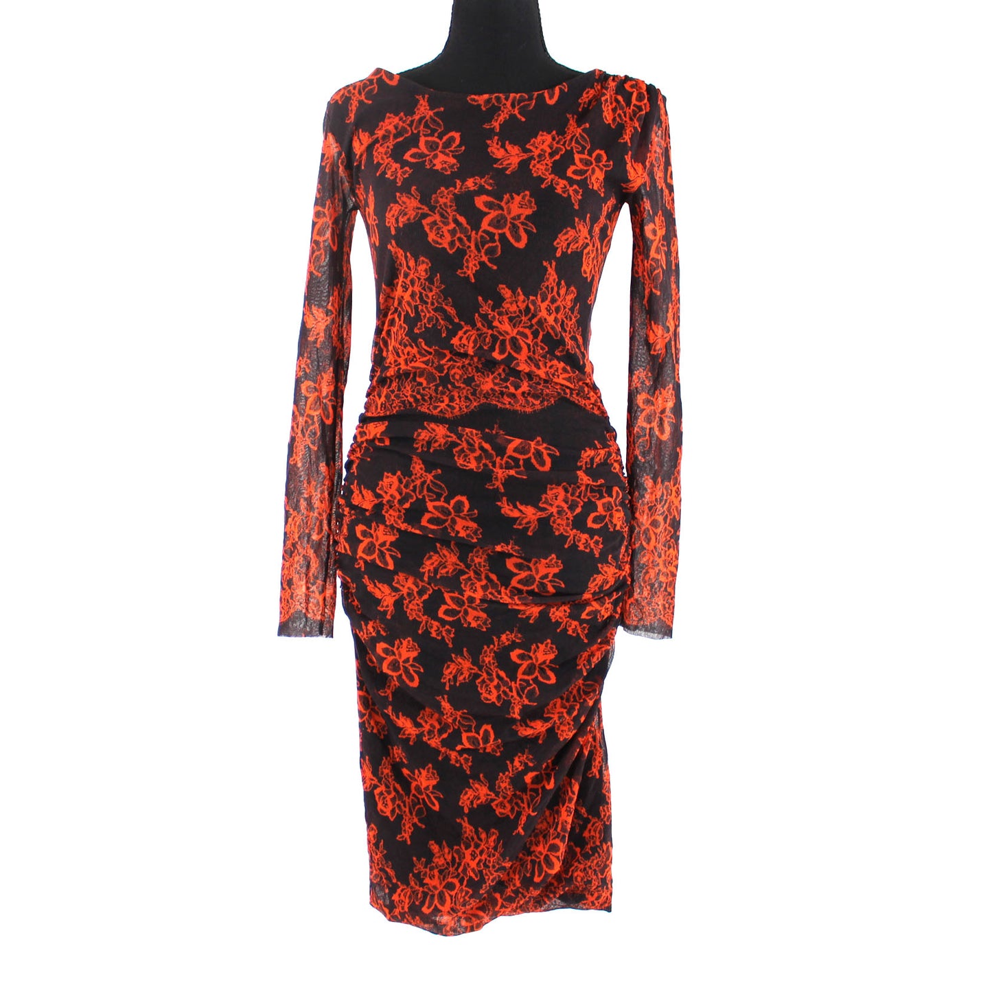 Fuzzi Floral Print Ruched Dress