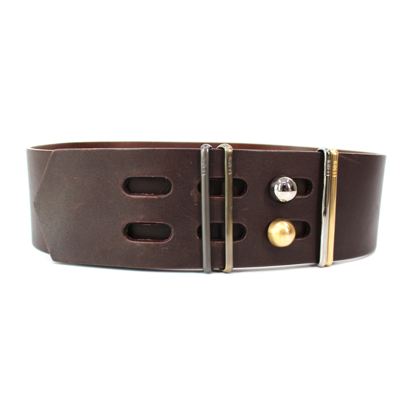 Fendi Wide Leather Waist Belt