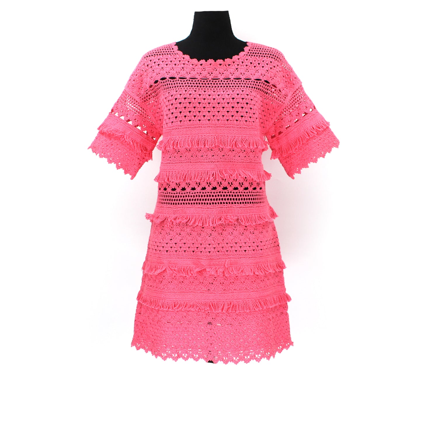 Maje Crochet Fringe Mini Dress