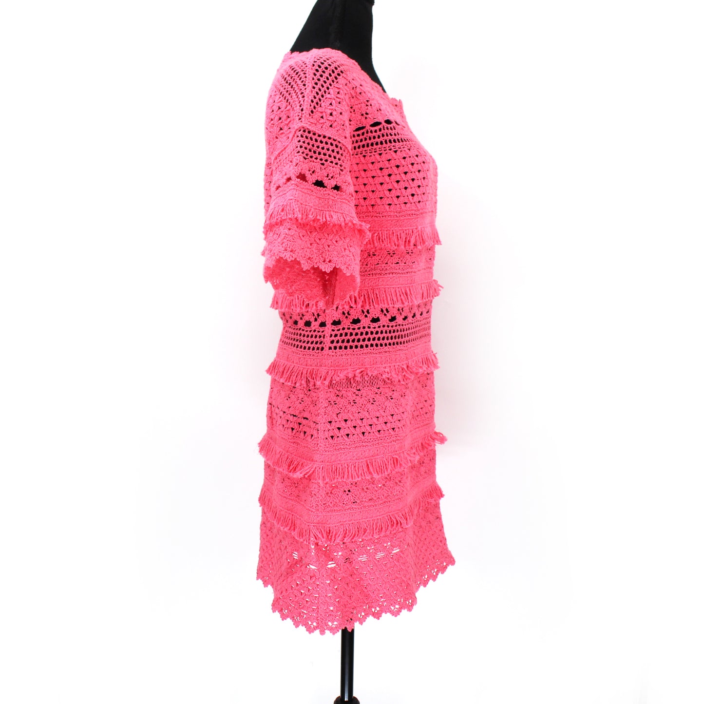 Maje Crochet Fringe Mini Dress