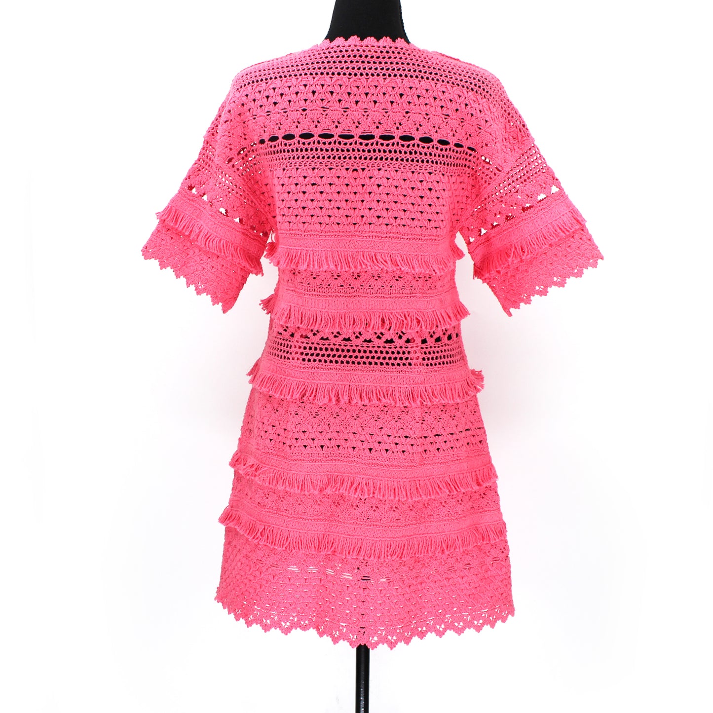 Maje Crochet Fringe Mini Dress