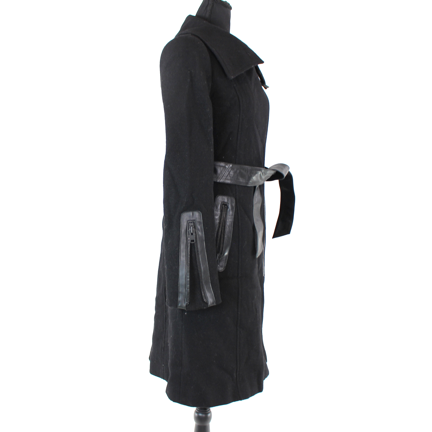 Mackage Leather Trim Belted Coat