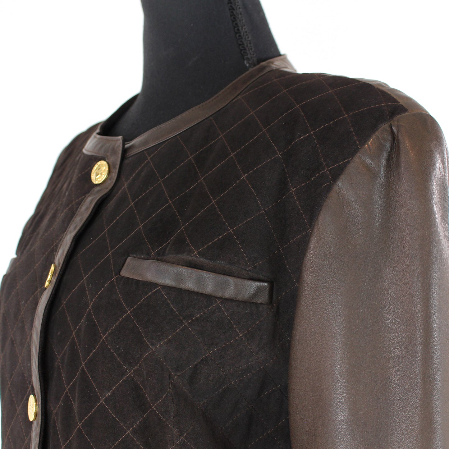 Chanel Suede Quilted Leather Jacket