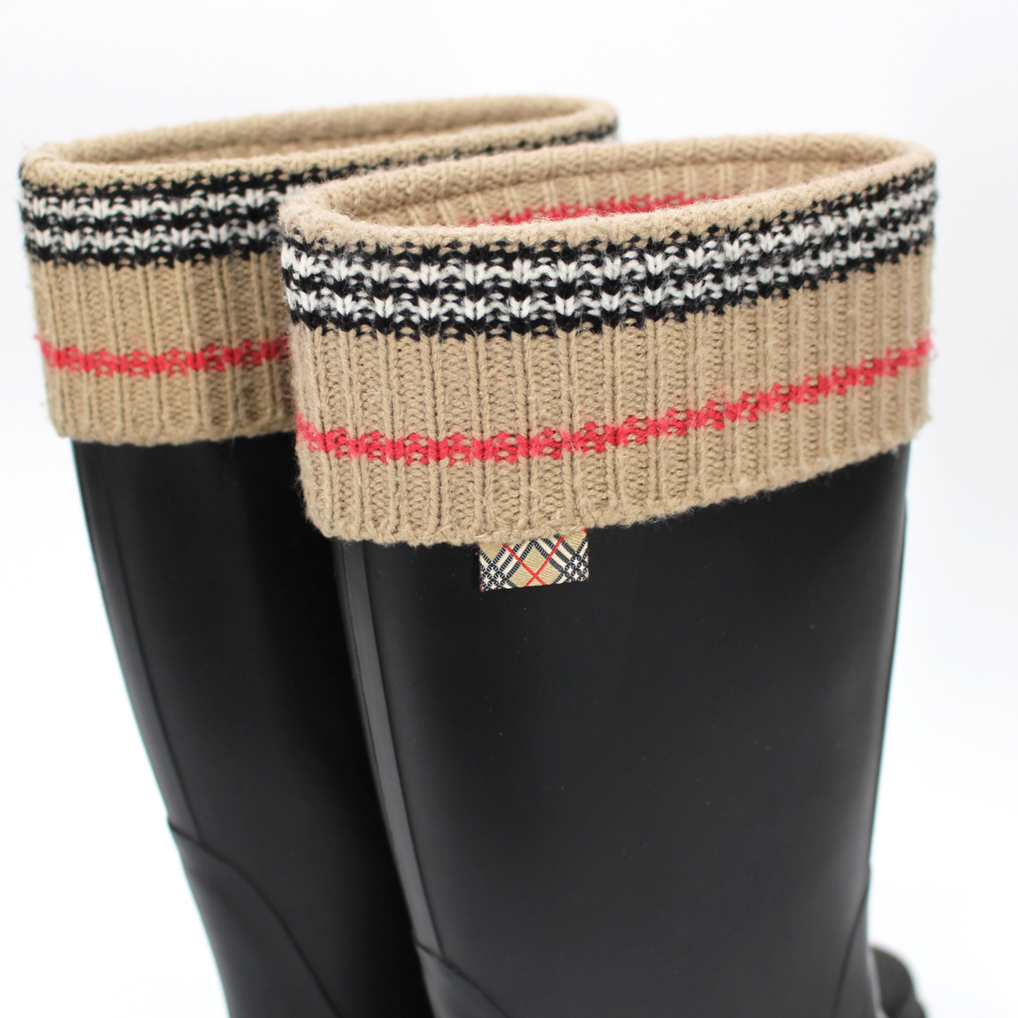 Burberry Knit Trim Rubber Boots