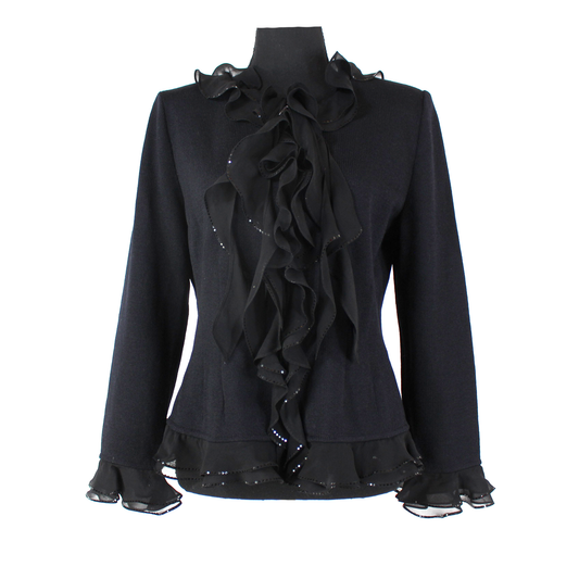 St. John Evening Ruffle Trim Jacket