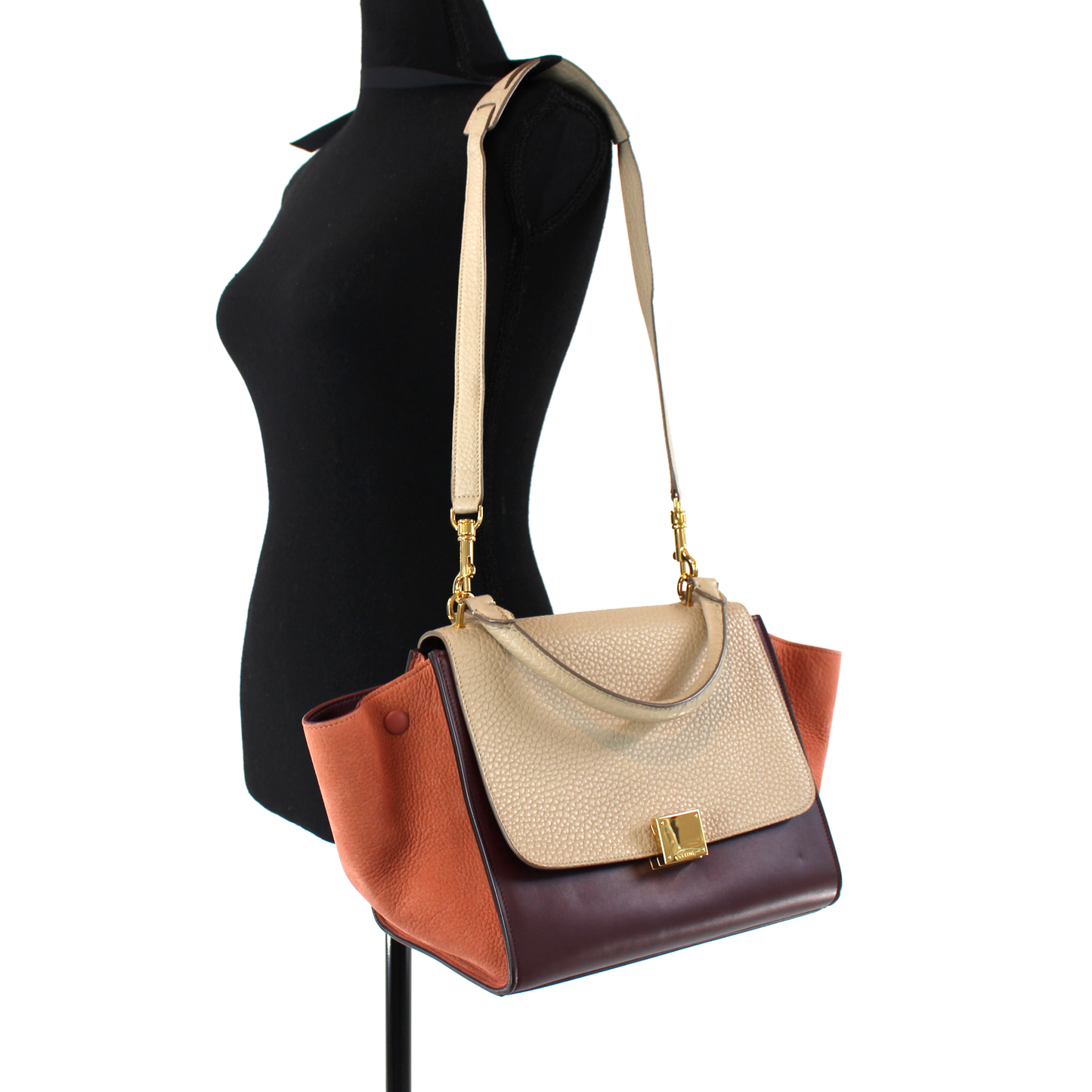 Celine Spazzolato Tri-Color Trapeze Bag