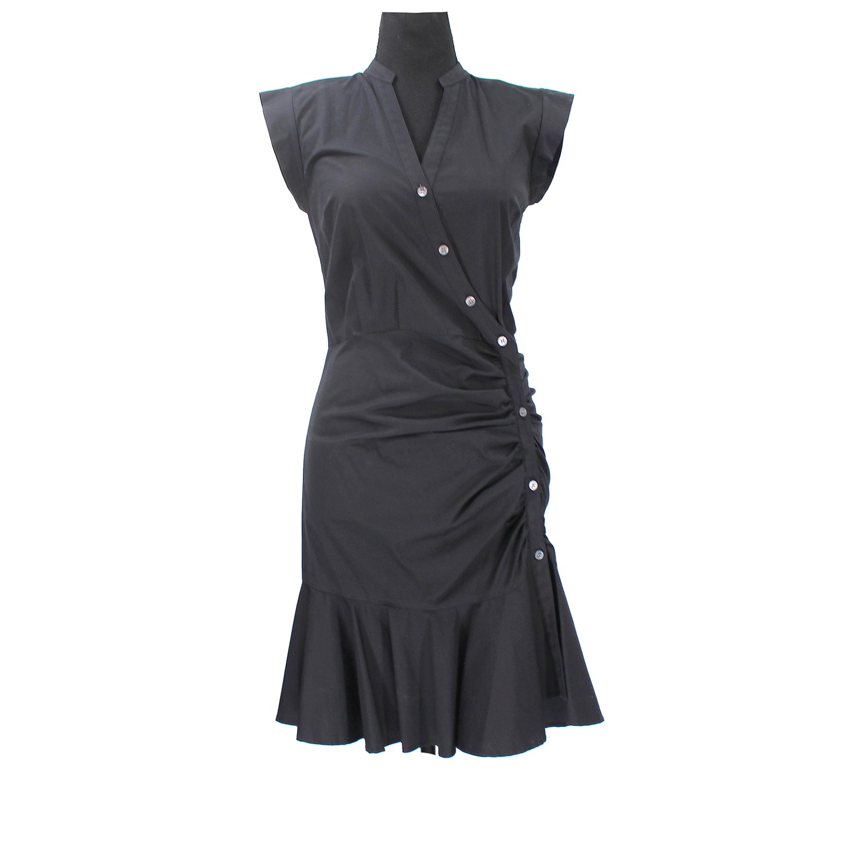 veronica beard black ruched dress Button dress by Veronica Beard