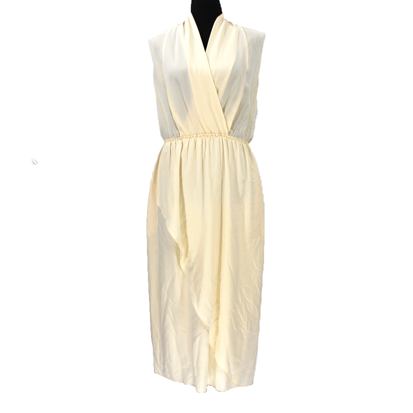 Vince Silk Cream Sleeveless Faux Sleeveless Wrap Midi Dress – The
