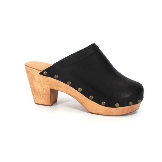 Beek Leather Wood Platform Clog