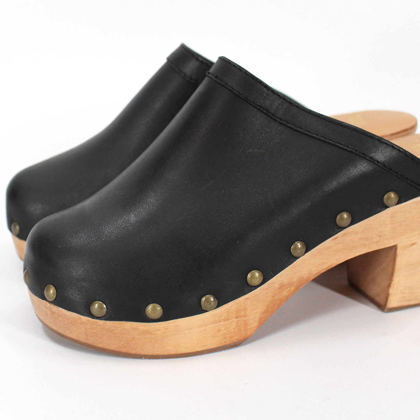 Beek Leather Wood Platform Clog