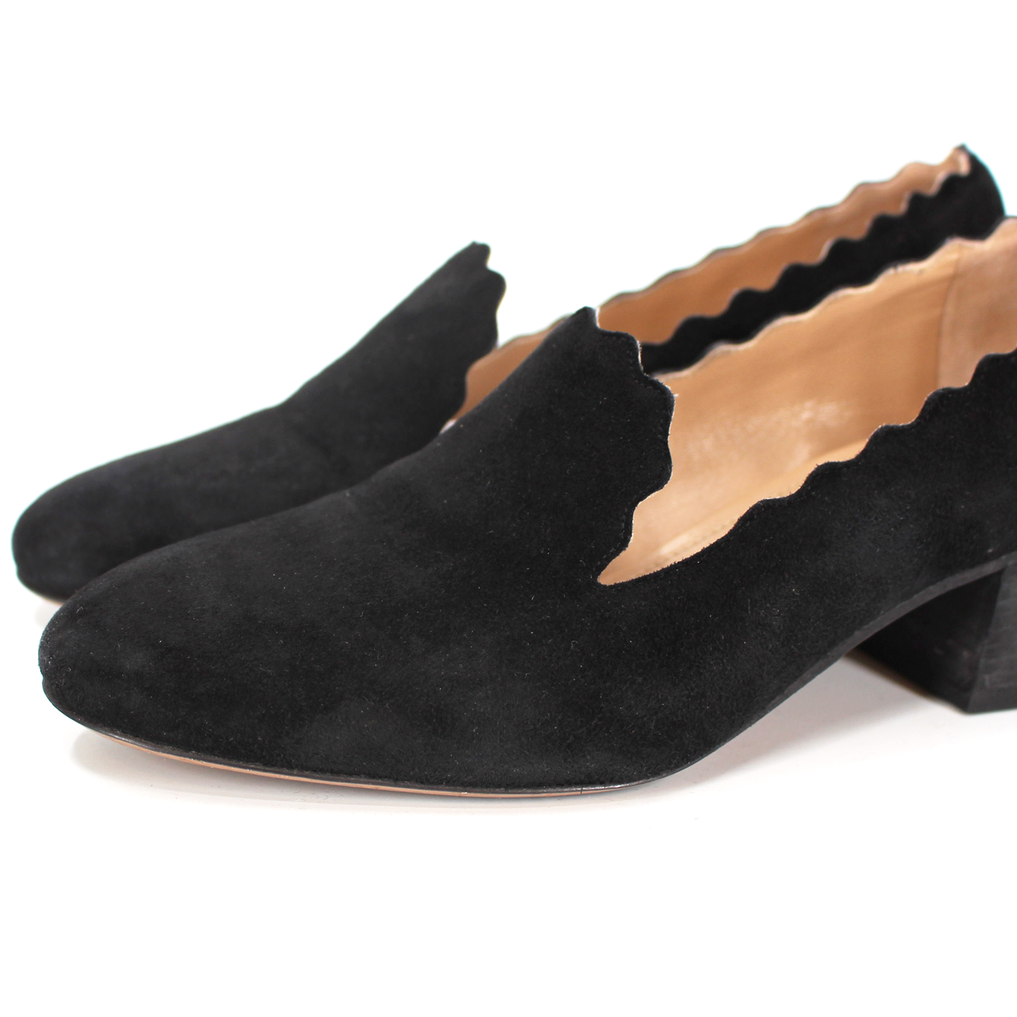 Chloe Scalloped Suede Pumps