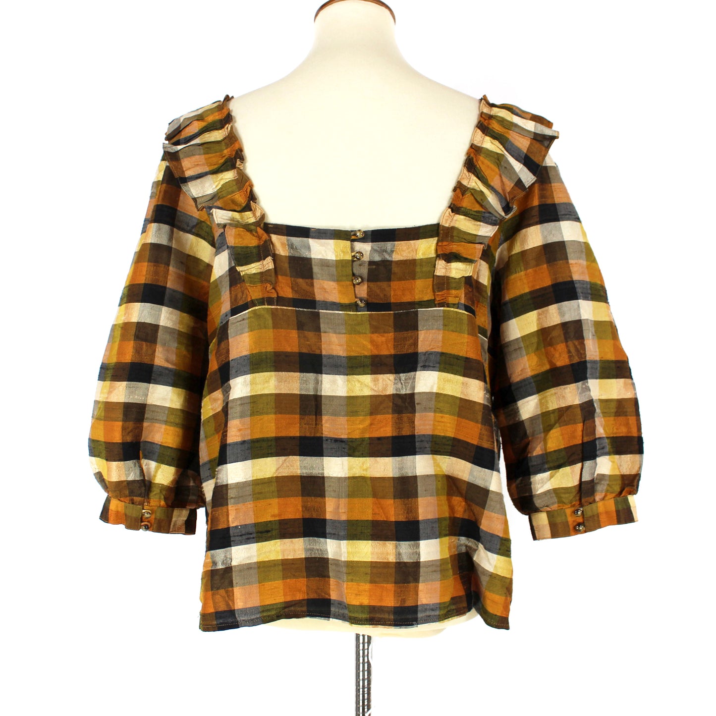 Sezane Urban Ochre Silk Blouse