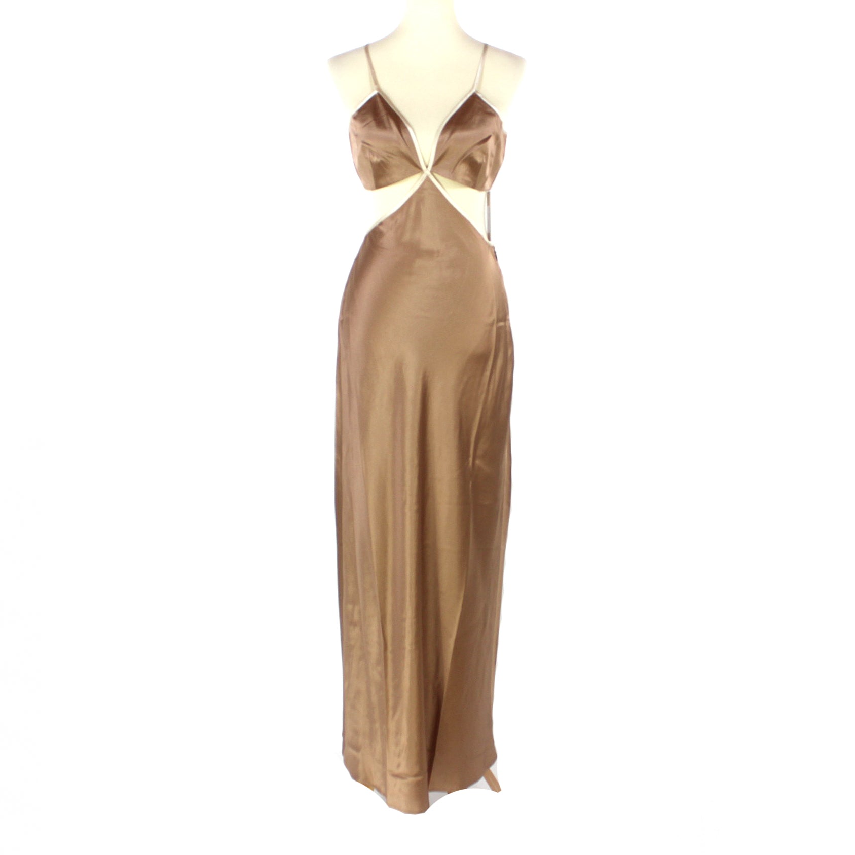 Reformation Poppies Silk Croissant Tan Cut-Out Maxi Dress – The Closet New York
