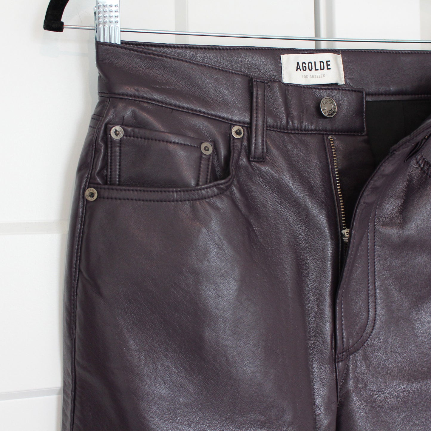 Agolde Leather Pinch Waist Pants