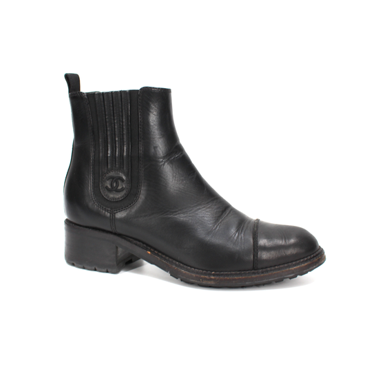 Chanel Leather Chelsea Ankle Boots