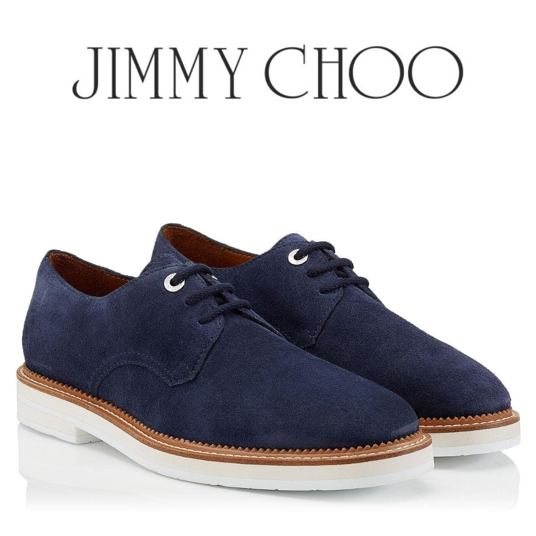Jimmy Choo Graham Navy Blue Suede Lace Up Mens Shoes - New w/ Box Made in Italy