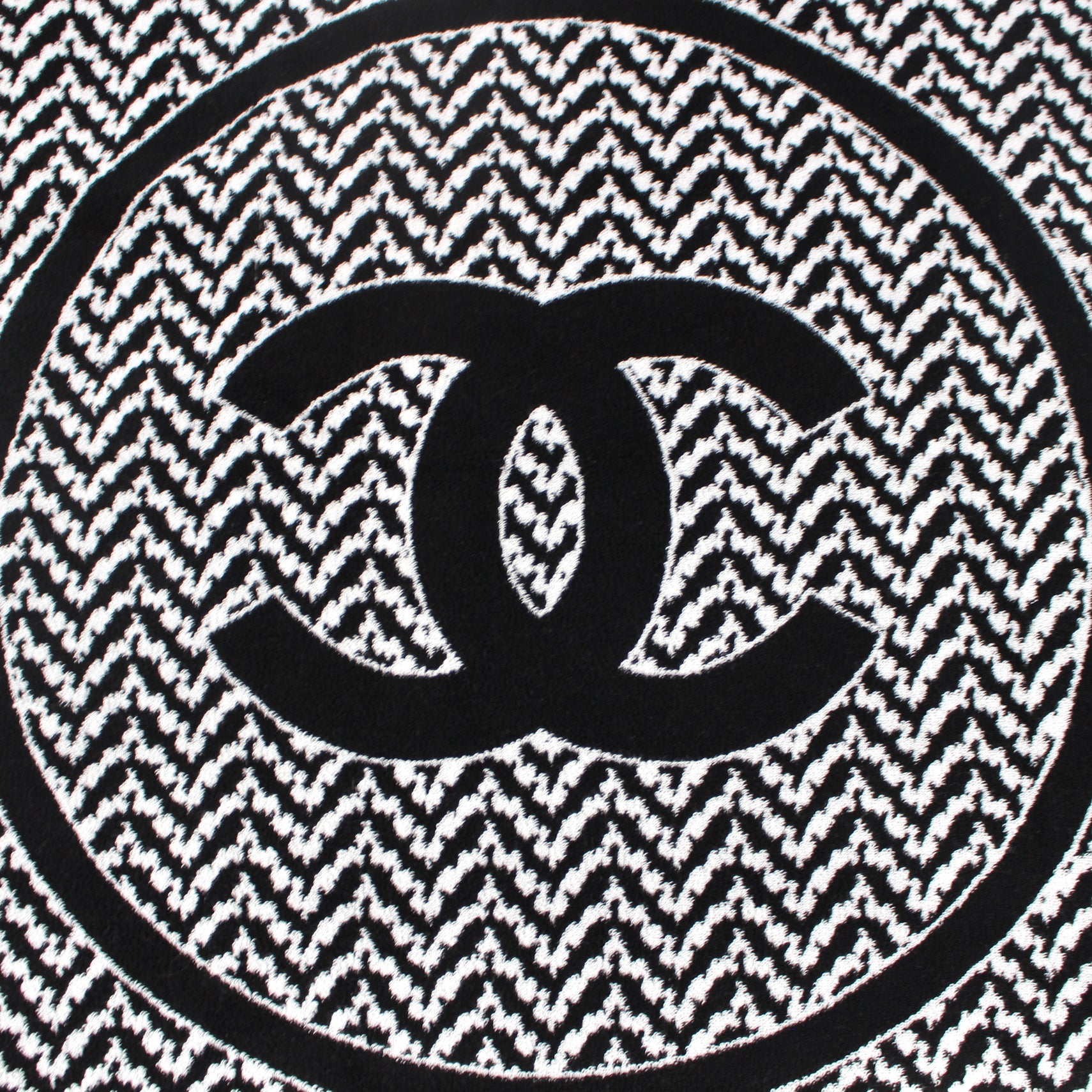 Chanel CC Mark Terry Cloth Fringe Lamb Leather Beach Tote Set