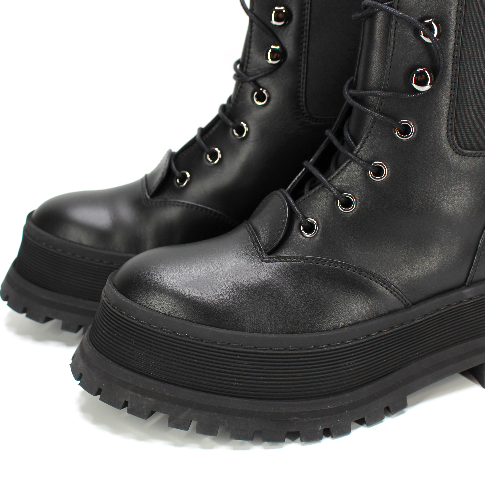 Burberry Springton Black Lace Up Platform Combat Chunky Boots