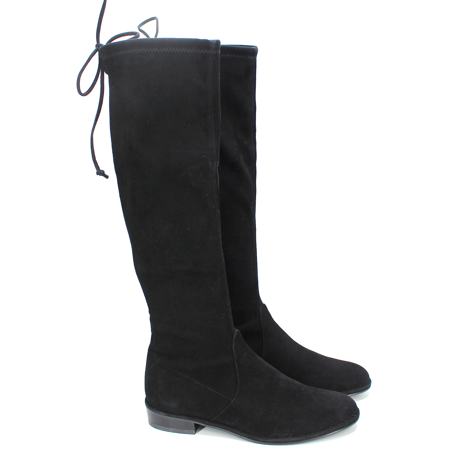 Stuart Weitzman Kneezie Black Suede Knee Heeled High City Boot