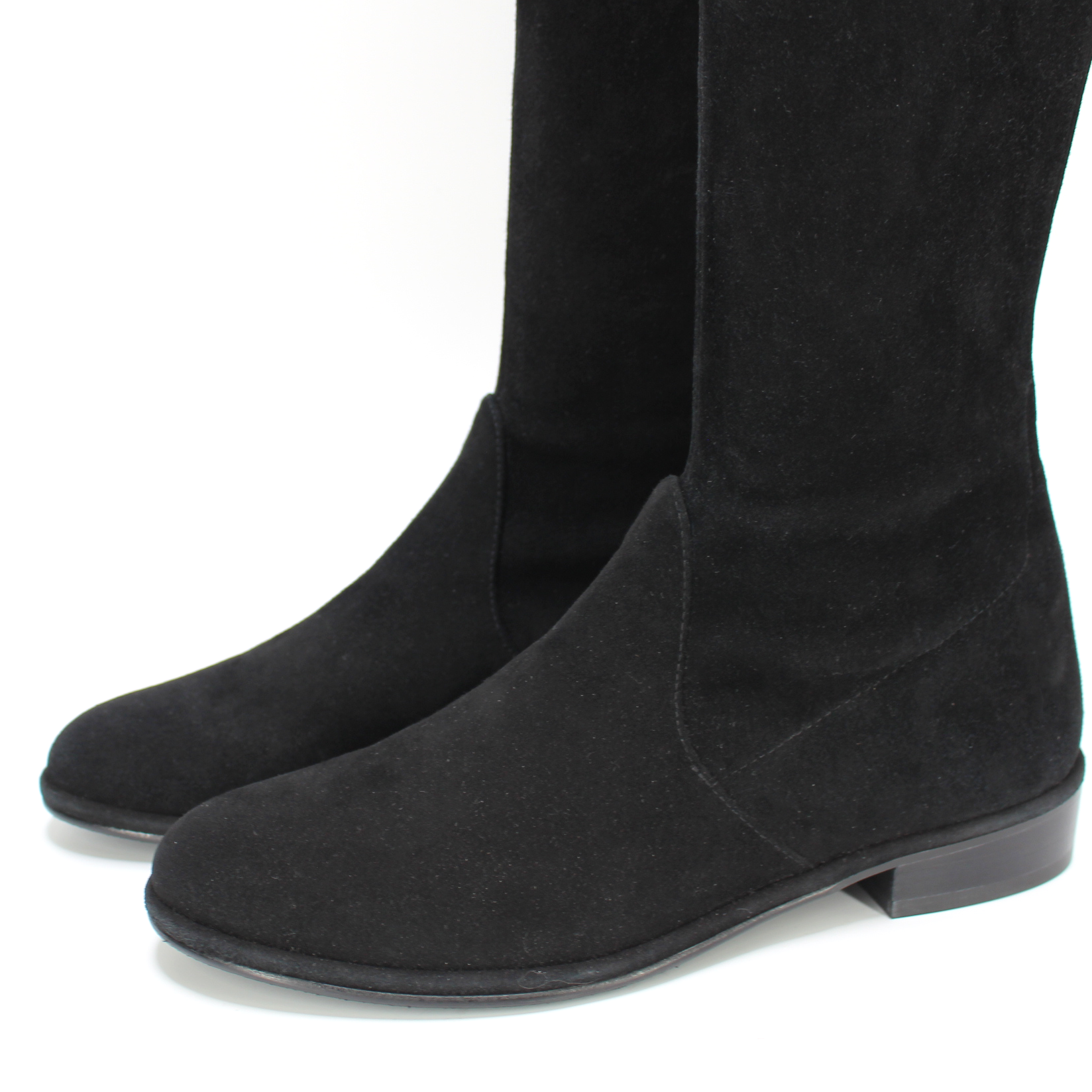 Stuart Weitzman Kneezie Black Suede Knee Heeled High City Boot