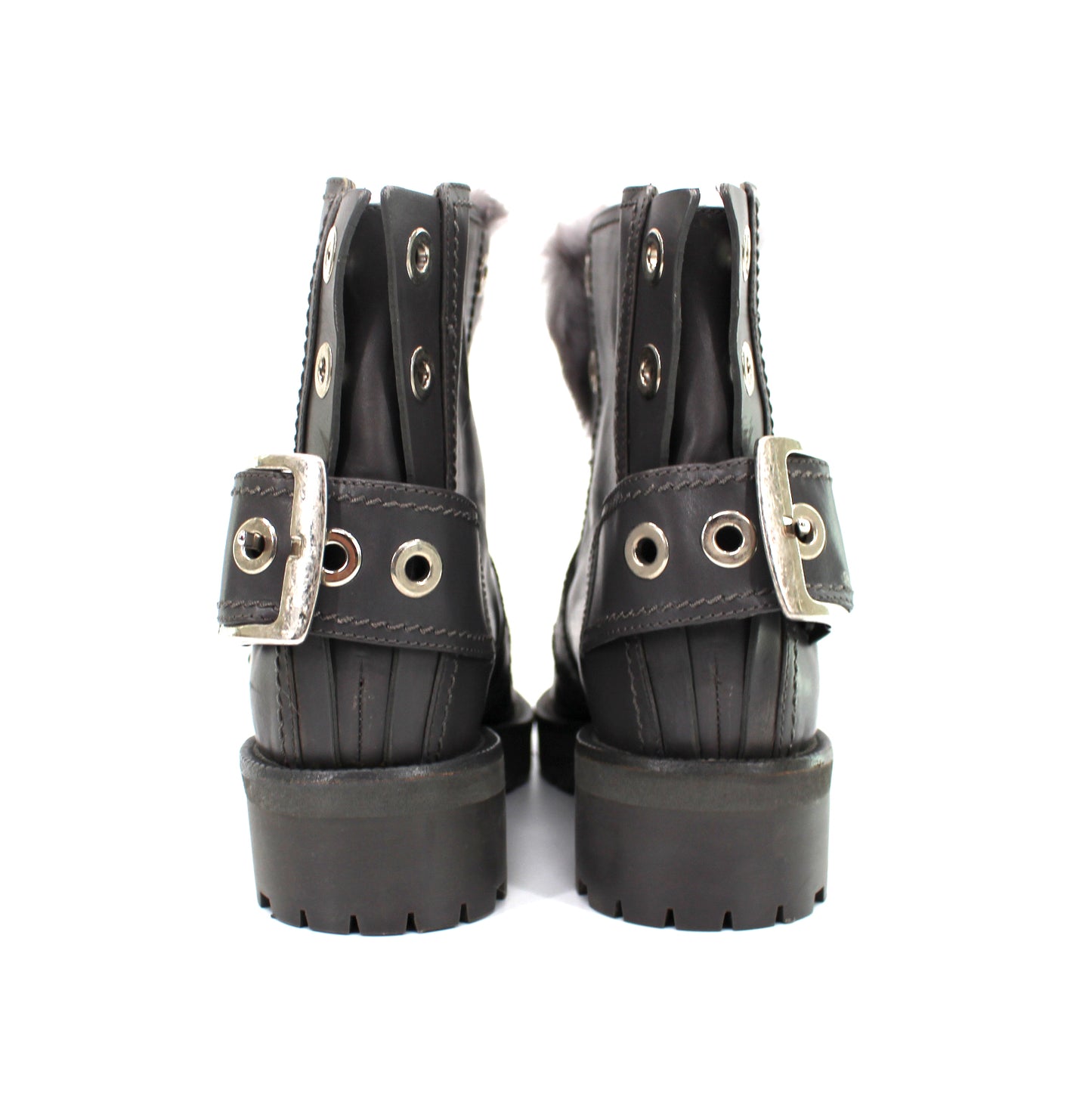 Alexander McQueen Fur Buckle Boots
