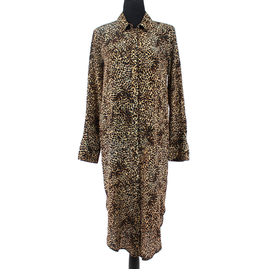 Anine Bing Chelsea Silk Leopard Shirt Dress