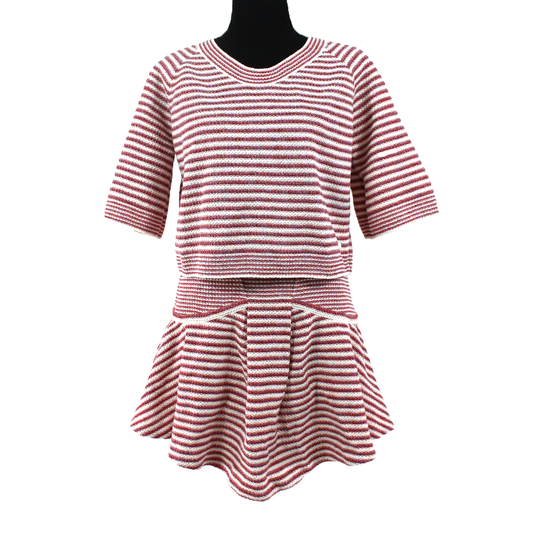 Chanel Striped Knit Short Sleeve Skirt Set
