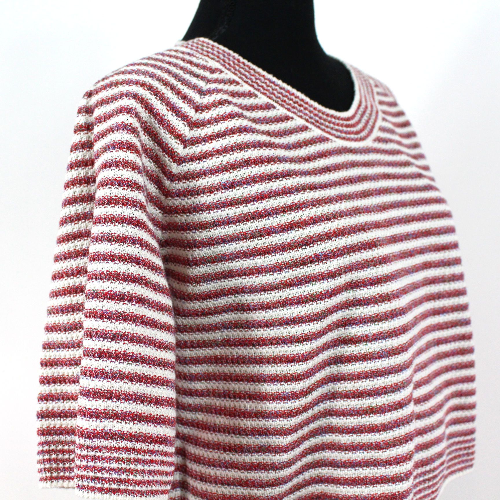Chanel Red White Striped Knit Boxy Sweater Mini Skirt Matching