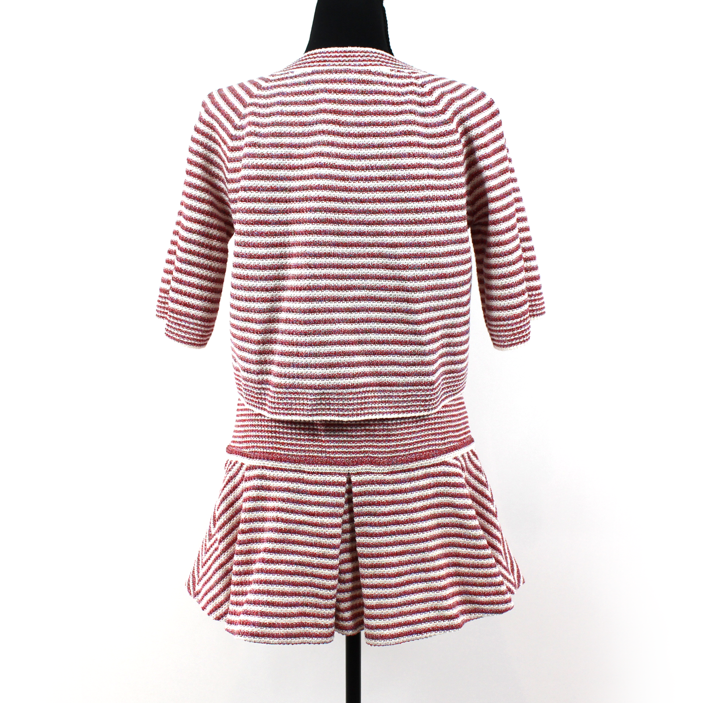 Chanel Striped Knit Short Sleeve Skirt Set