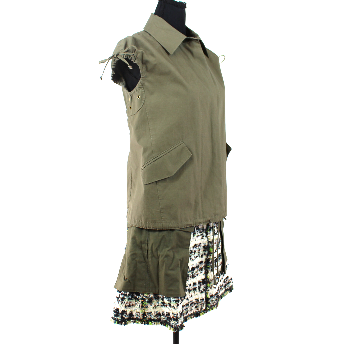 Louis Vuitton Sleeveless Tweed Cargo Skirt Set