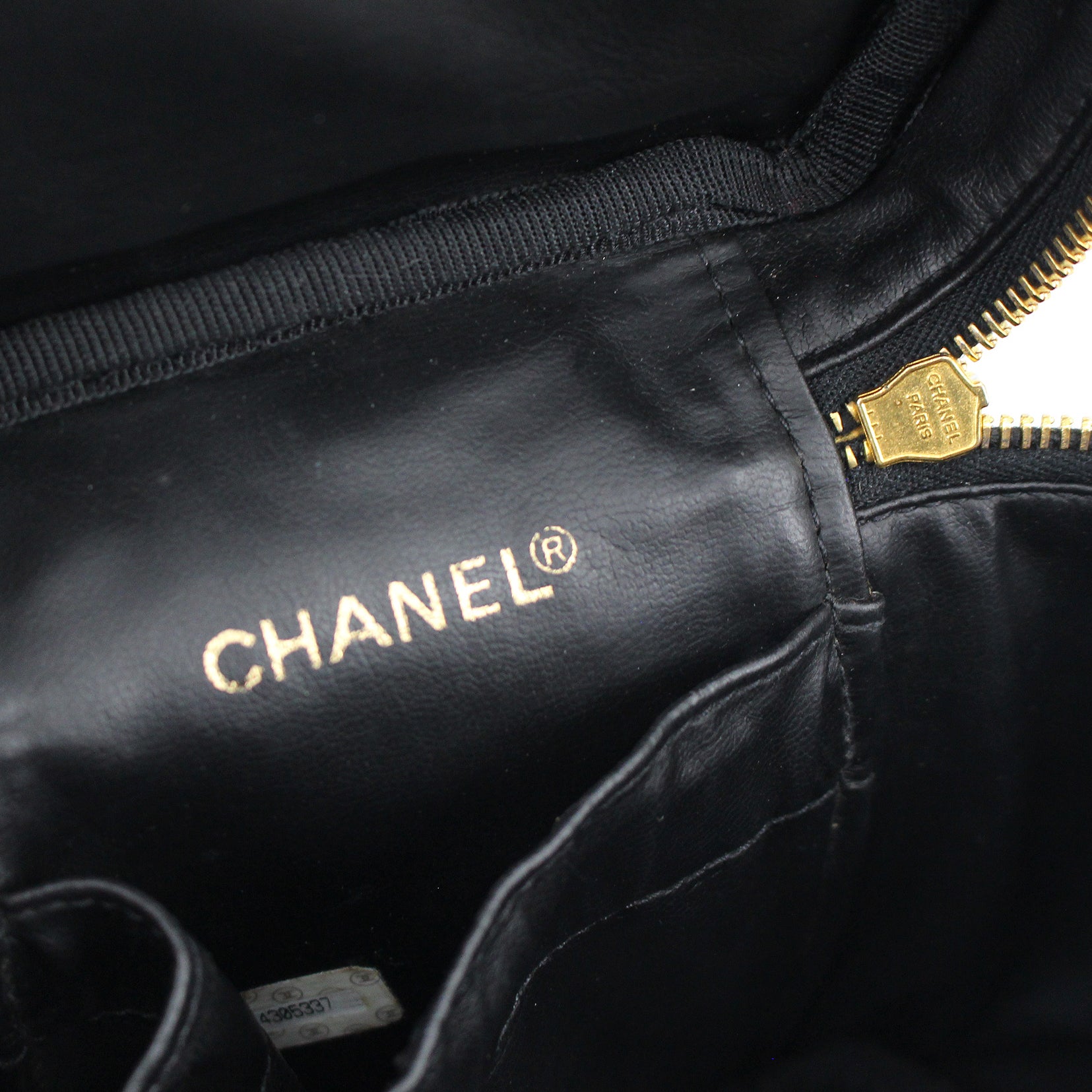 Chanel Black Smooth Lambskin Leather Cosmetic Vanity Bag – The
