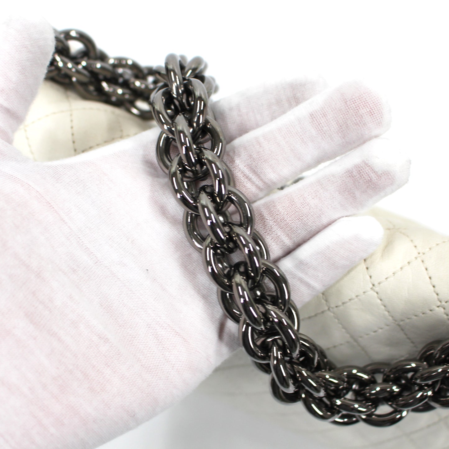 Chanel Leather Chunky Chain Flap Handbag