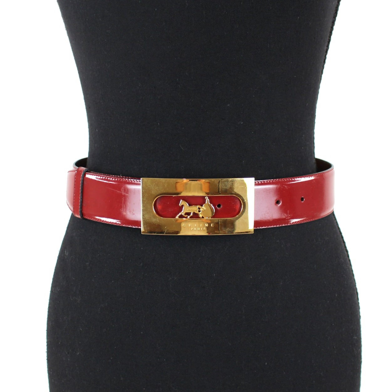 Celine Patent Leather Gold Carriage Belt