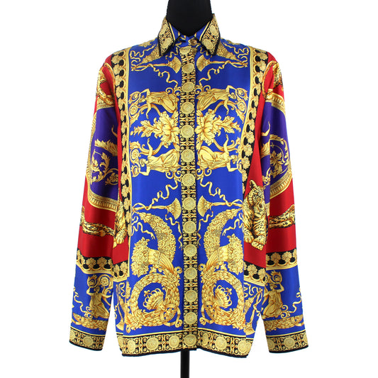 Versace Silk Baroque Leopard Royal Shirt