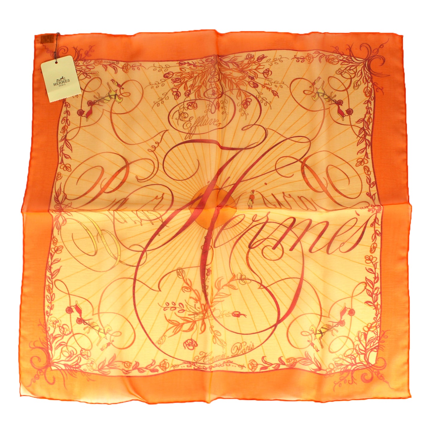 Hermes Effluves Orange Silk Scarf