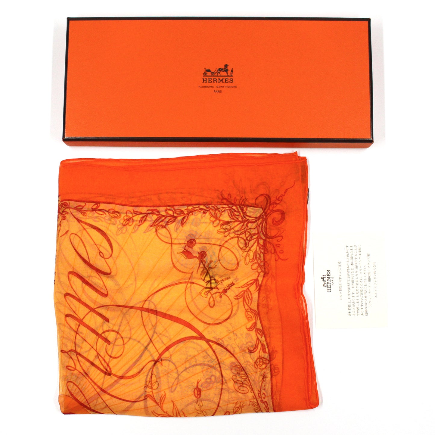 Hermes Effluves Orange Silk Scarf