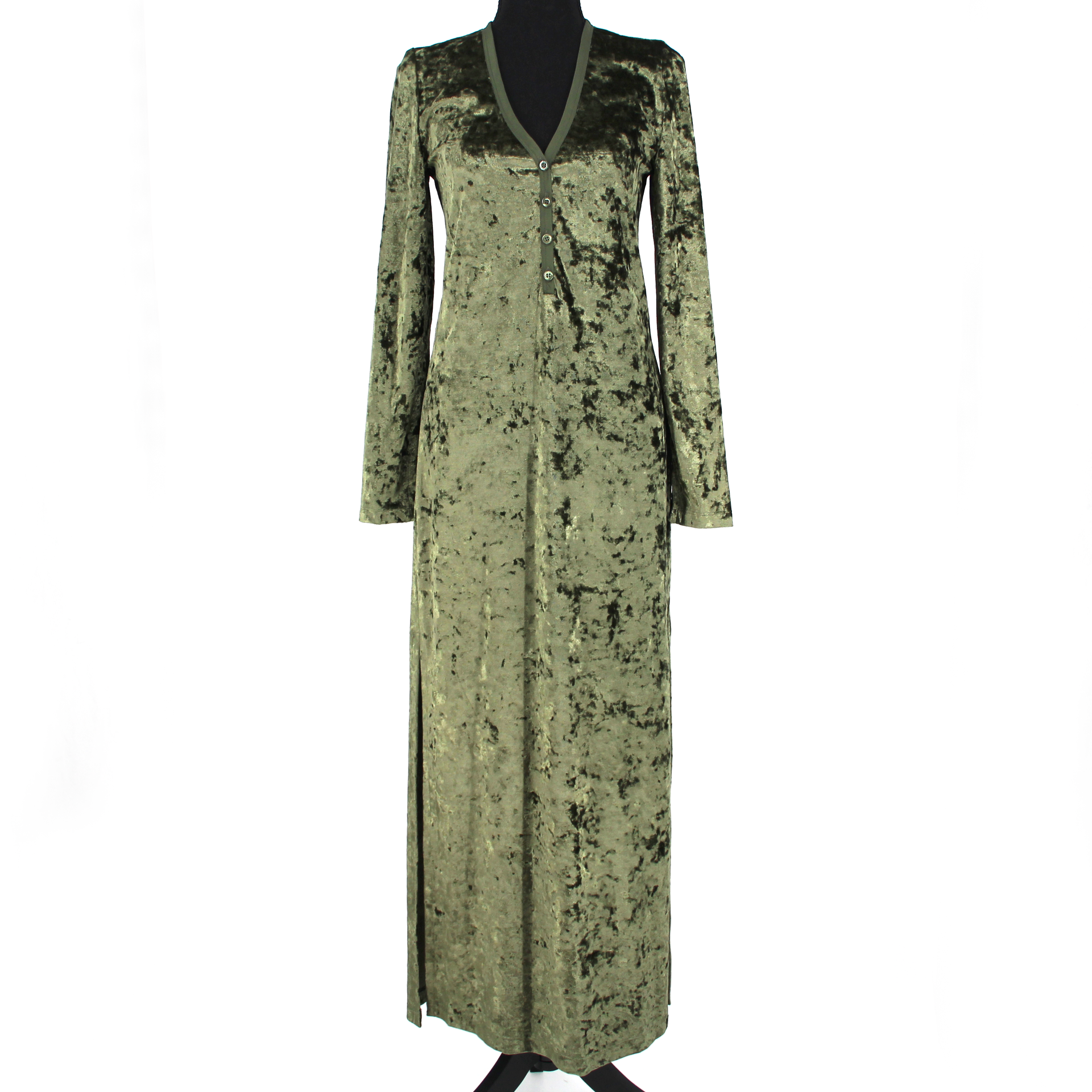 Marc Jacobs Green Velvet Henley Polyester Long Sleeves Maxi Dress The Closet New York Marc Jacobs Green Velvet Henley Polyester Long Sleeves Maxi Dress The Closet New York