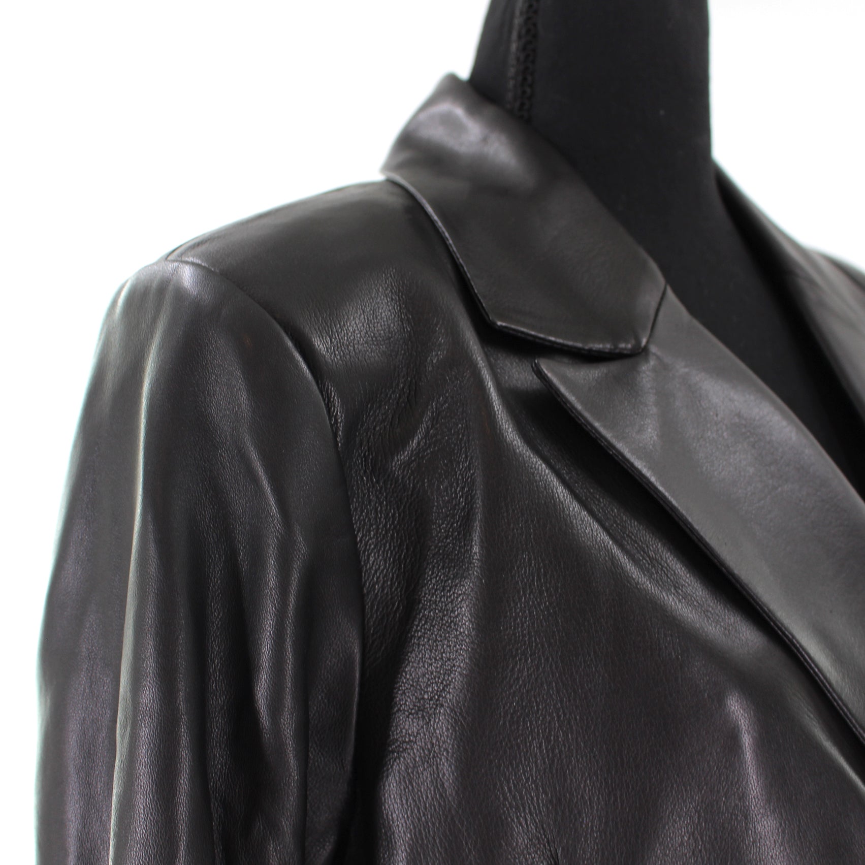 Anine Bing Grace Buttery Soft Black Leather Double Breasted Blazer