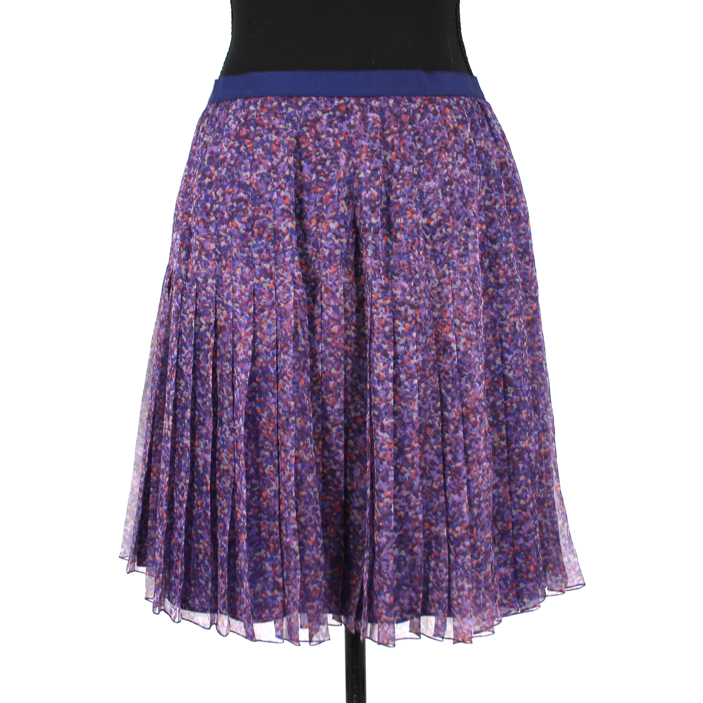 Christian Dior Silk Wrap A-Line Pleated Abstract Navy/Purple Skirt