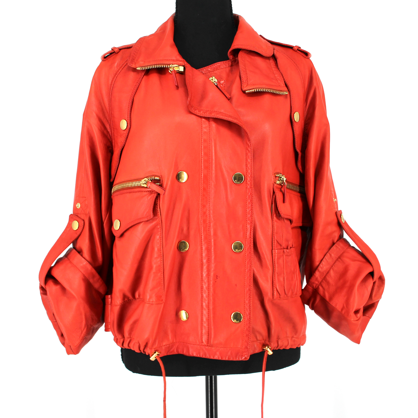GUCCI Rolled Sleeves Leather Jacket