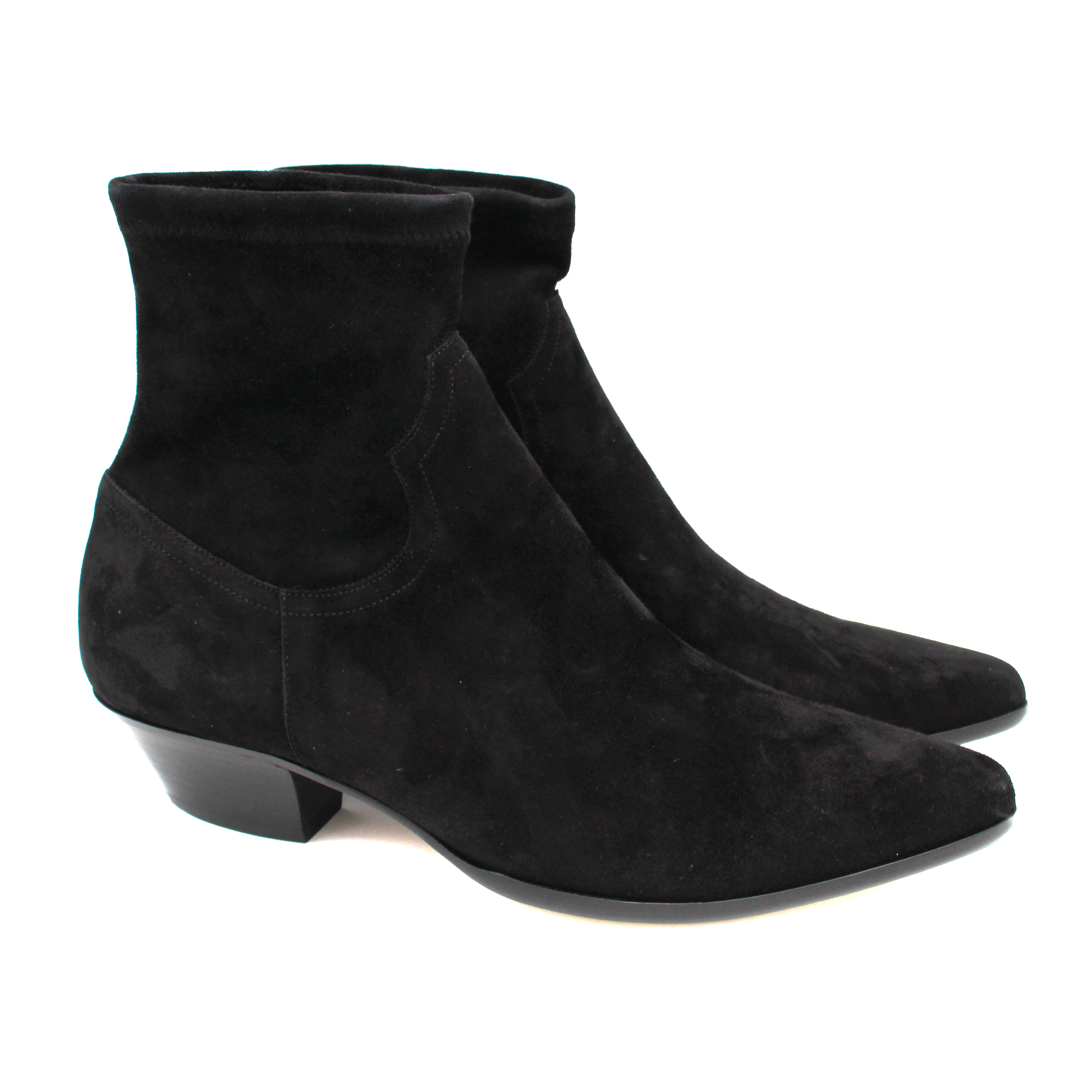 Tamara Mellon Go West 35 Black Stretch Suede Ankle Bootie The