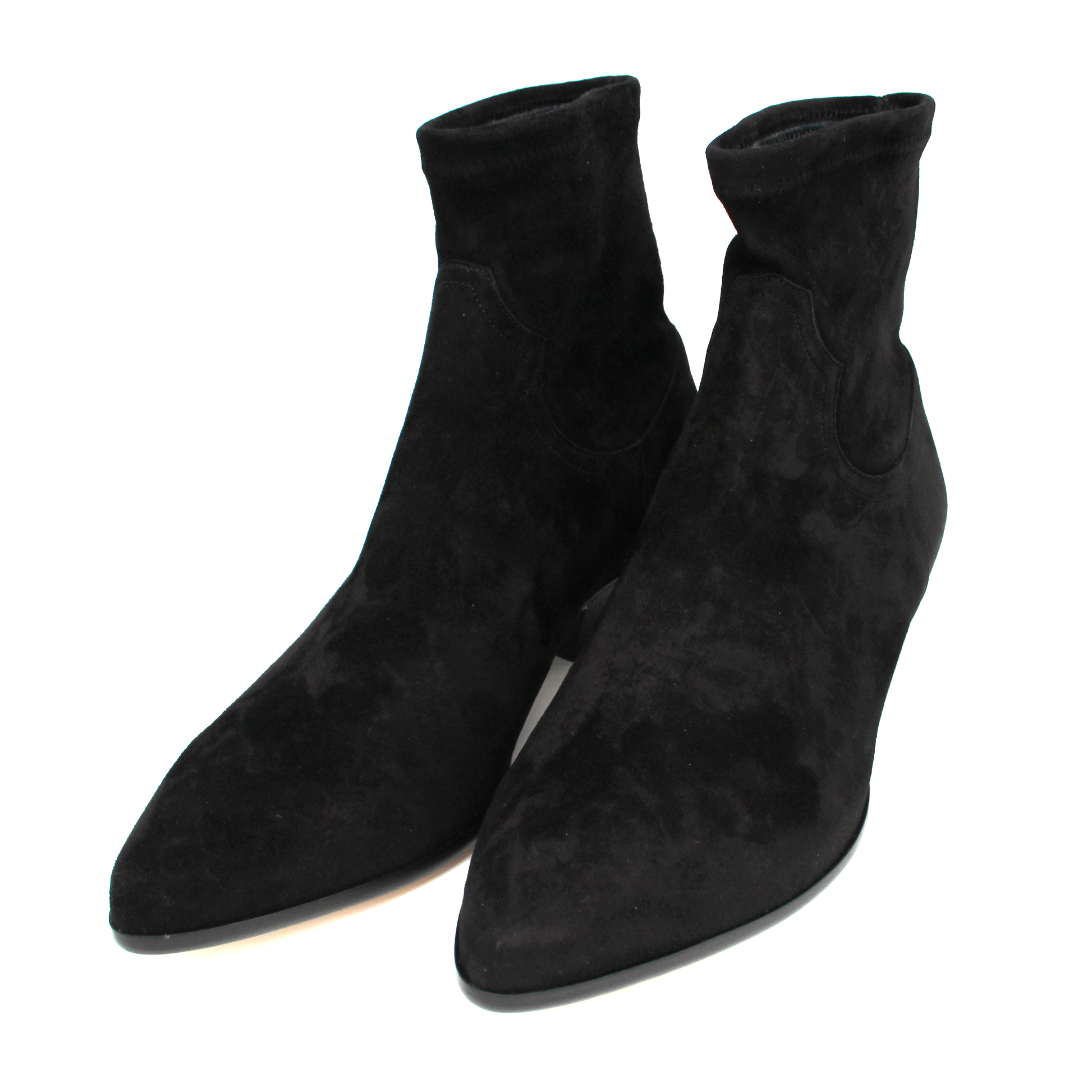 Tamara Mellon Go West 35 Black Stretch Suede Ankle Bootie The