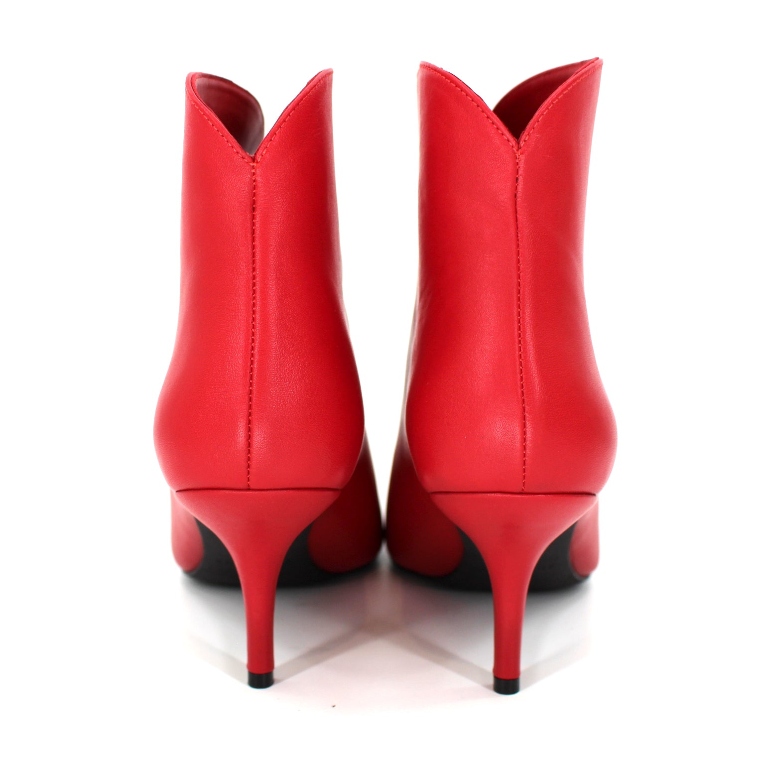 Anine Bing Annabelle Red Leather Pull On Kitten Heel Ankle Bootie