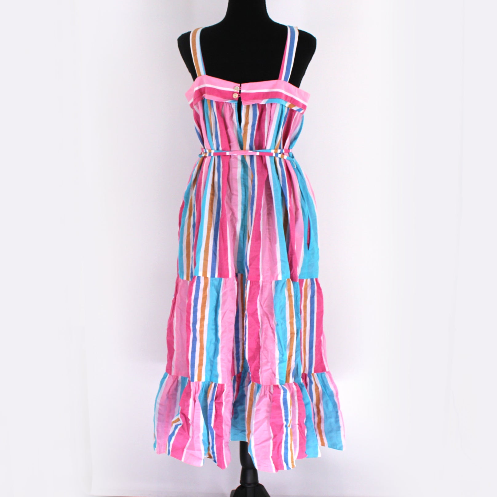 Lemlem shops Jima Sweepy Metallic Stripe Belted Tiered Midi Sundress new