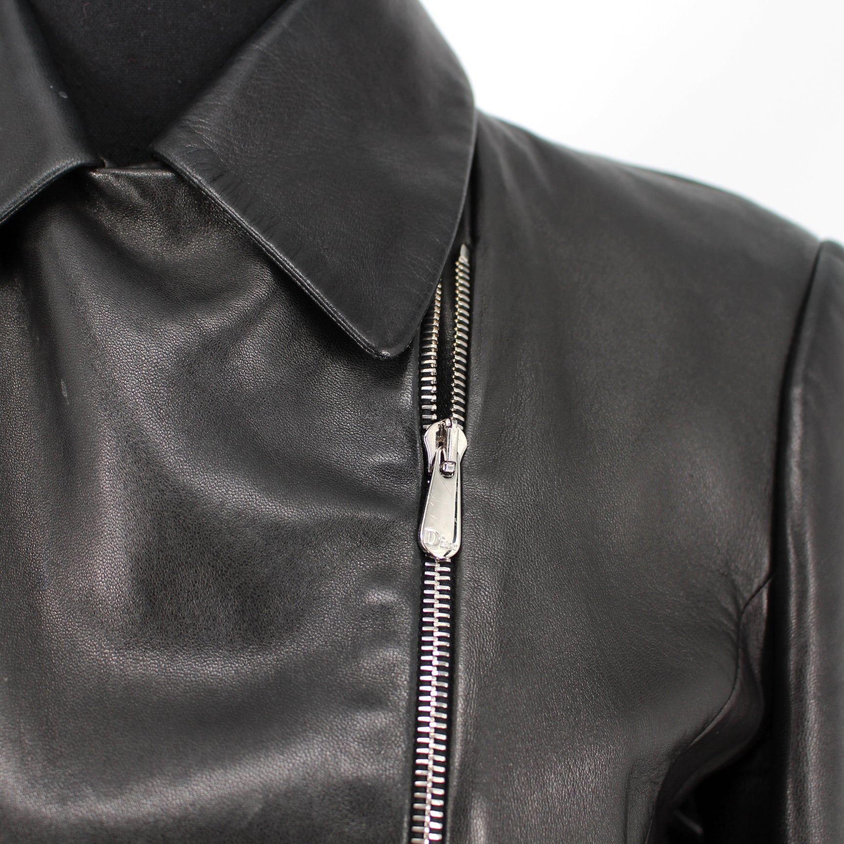 Christian Dior Peplum Black Lamb Leather Silk Lined Jacket  The Closet New  York