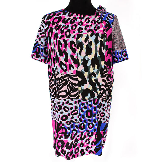 Versace Multicolor Silk Animal Print T-Shirt Dress Size 40