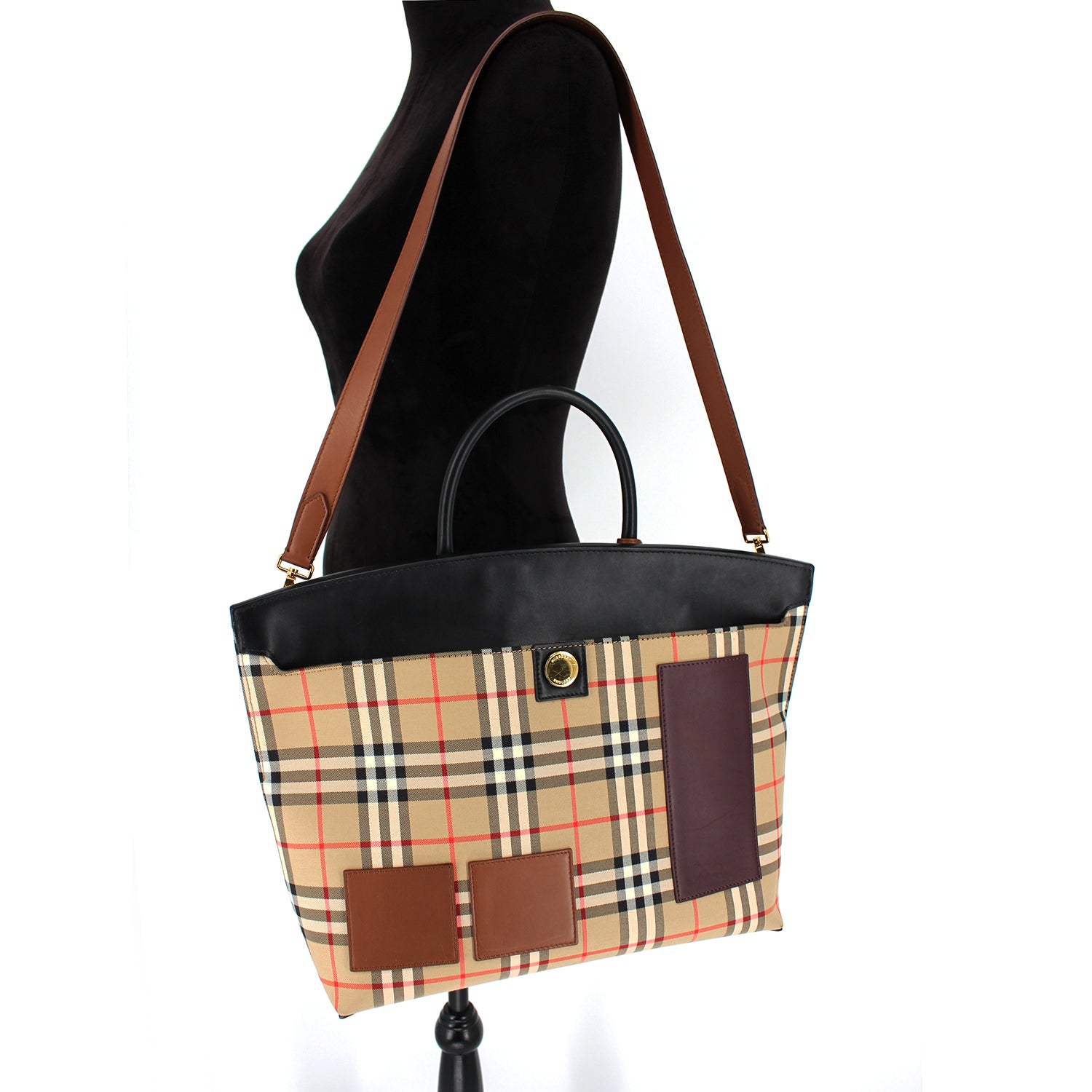 Burberry Small Canvas Check and Leather Bucket Bag